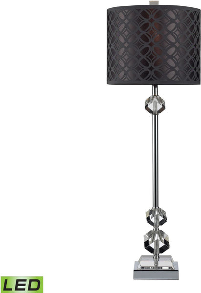 Chamberlain Led Table Lamp In Chrome and Clear Crystal With Laser Cut Shade