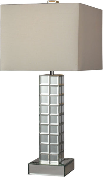 Luella Table Lamp In A Clear Finish With Off White Faux Silk Shade