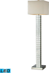 Luella Led Floor Lamp In Clear Finish With Off White Faux Silk Shade