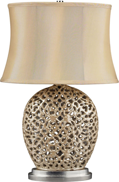 Serene Table Lamp In Pearlescent Cream With Light Beige Shade