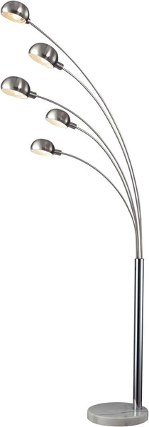 Penbrook Arc Floor Lamp In Silver Plating With White Marble Base