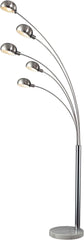 Penbrook Arc Floor Lamp In Silver Plating With White Marble Base