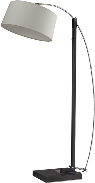 Logan Square Floor Lamp In Dark Brown With Off-White Linen Shade