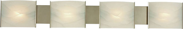 Pannelli 4 Light Vanity In Stainless Steel and Hand-Moulded White Alabaster Glass