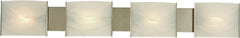 Pannelli 4 Light Vanity In Stainless Steel and Hand-Moulded White Alabaster Glass