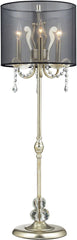 Andover Tall Buffet Lamp In Siver Leaf With Black Organza Shade