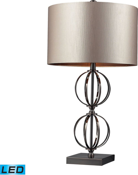 Danforth Led Table Lamp In Coffee Plating With Champagne Shade
