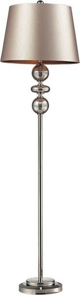 Hollis Floor Lamp In Antique Mercury Glass and Polished Nickel