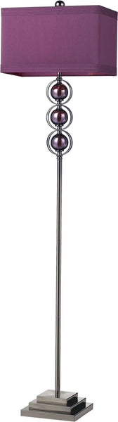Alva Contemporary Floor Lamp In Black Nickel and Purple