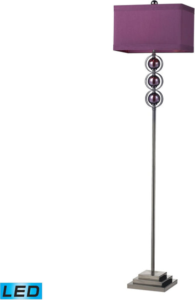 Alva Contemporary Led Floor Lamp In Black Nickel and Purple