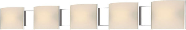 Pannelli 5 Light Vanity In Chrome and Hand-Moulded White Opal Glass