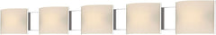 Pannelli 5 Light Vanity In Chrome and Hand-Moulded White Opal Glass