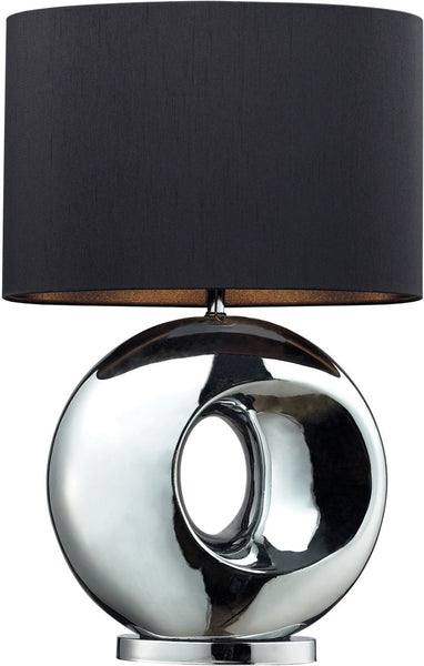 Tobermore Ceramic Table Lamp In Chrome With Black Shade