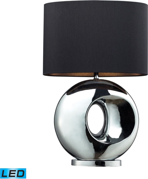 Tobermore Ceramic Led Table Lamp In Chrome With Black Shade