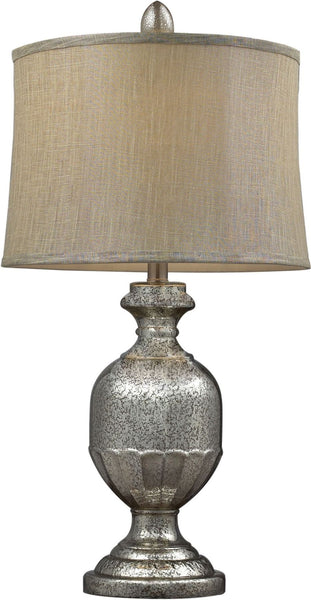 Emma Antique Mercury Glass Table Lamp With Metallic Gray Linen Shade
