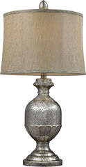 Emma Antique Mercury Glass Table Lamp With Metallic Gray Linen Shade