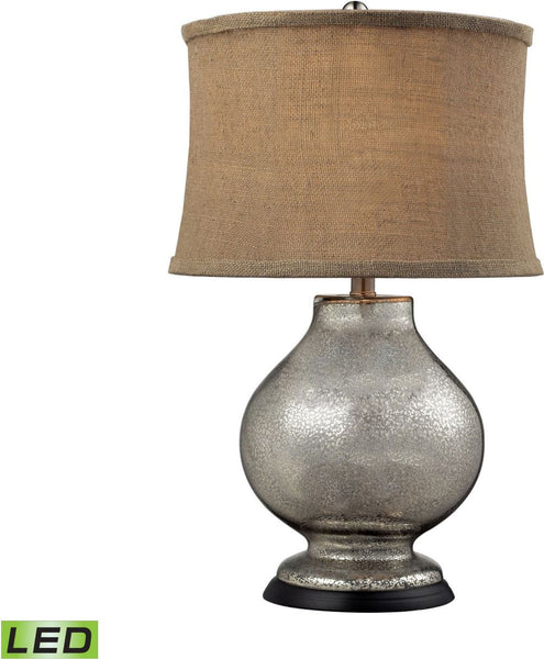 Stonebrook Led Table Lamp In Antique Mercury Glass With Burlap Shade