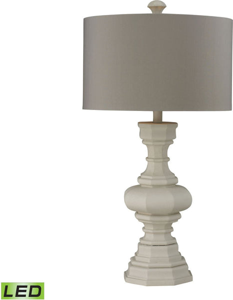 Parisian Plaster Finish Led Table Lamp With Light Grey Shade