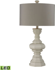 Parisian Plaster Finish Led Table Lamp With Light Grey Shade