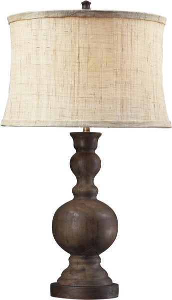 Westbridge Wooden Table Lamp With Hand Woven Natural Linen Shade