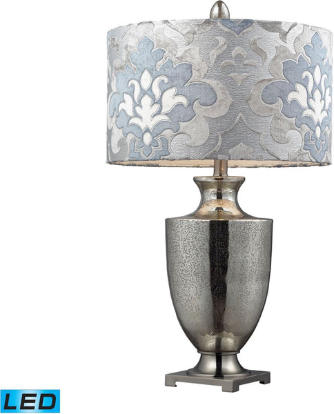 Langham Led Table Lamp In Antique Mercury Glass and Polished Chrome