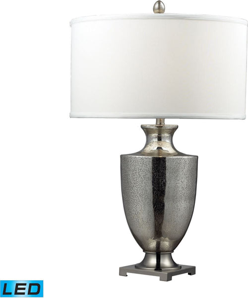 Langham Led Table Lamp In Antique Mercury Glass and Polished Chrome