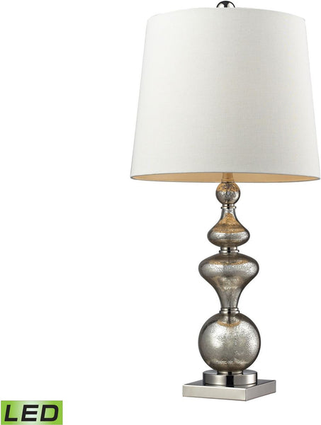 Angelica Led Table Lamp In Antique Mercury Glass and Polished Nickel