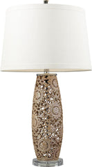 Maria Ceramic Table Lamp In Golden Pearl With Cream Shade