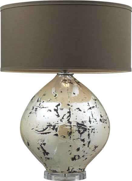 Limerick Ceramic Table Lamp In Turrit Gloss Beige With Brown Linen Shade