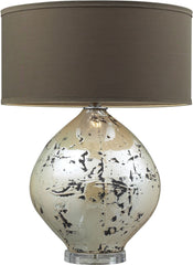 Limerick Ceramic Table Lamp In Turrit Gloss Beige With Brown Linen Shade