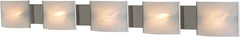 Pannelli 5 Light Vanity In Stainless Steel and Hand-Moulded White Alabaster Glass