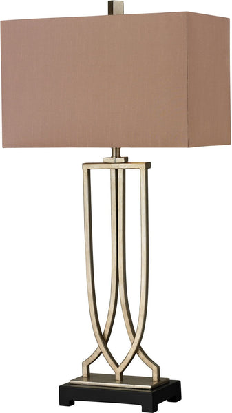 Free Form Iron Table Lamp In Antique Silver Leaf Finish
