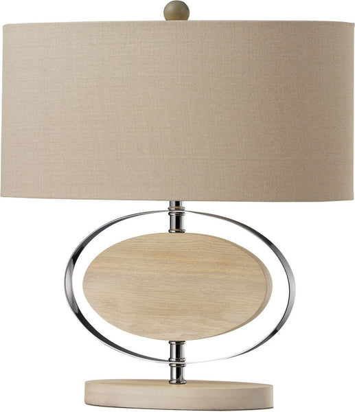 Hereford Bleached Wood Table Lamp In Chrome