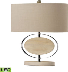 Hereford Bleached Wood Led Table Lamp In Chrome
