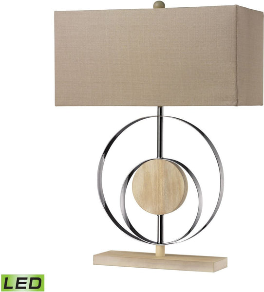Shiprock Bleached Wood Led Table Lamp In Chrome