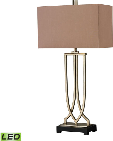 Free Form Iron Led Table Lamp In Antique Silver Leaf Finish