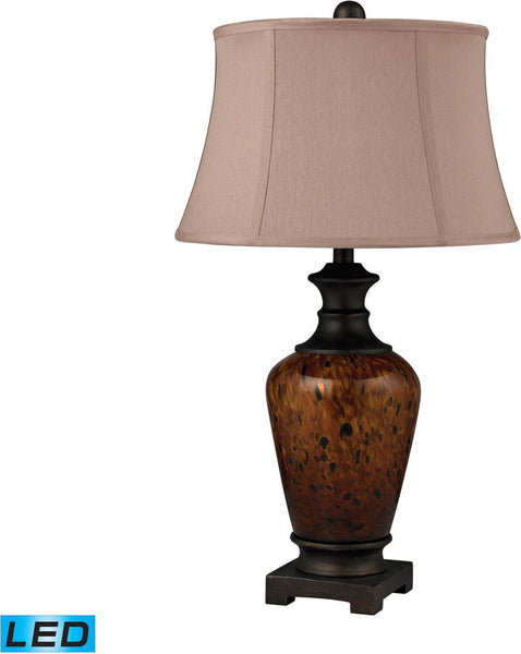 Redding Tortoise Glass Led Table Lamp In Dark Bronze