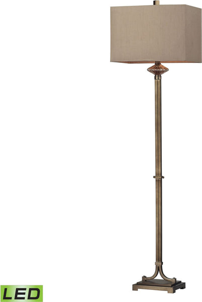 Lakemere Amber Antique Mercury Glass Led Floor Lamp In Antique Gold