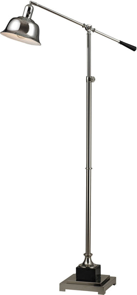 Freemanburg Adjustable Floor Lamp In Polished Nickel and Black