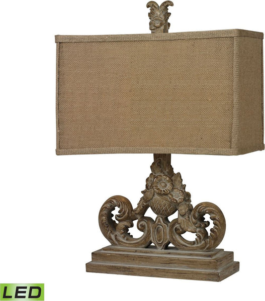 Sutherlin Led Table Lamp In Aged Wood