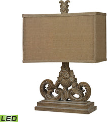 Sutherlin Led Table Lamp In Aged Wood