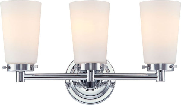 Madison 3 Light Vanity In Chrome and White Opal Glass