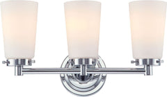 Madison 3 Light Vanity In Chrome and White Opal Glass