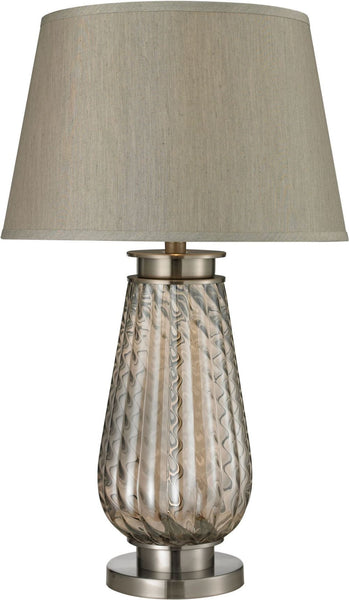 Fallhurst Barley Twist Smoked Glass Table Lamp In Brushed Steel