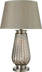 Fallhurst Barley Twist Smoked Glass Table Lamp In Brushed Steel