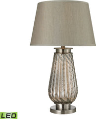 Fallhurst Barley Twist Smoked Glass Led Table Lamp In Brushed Steel