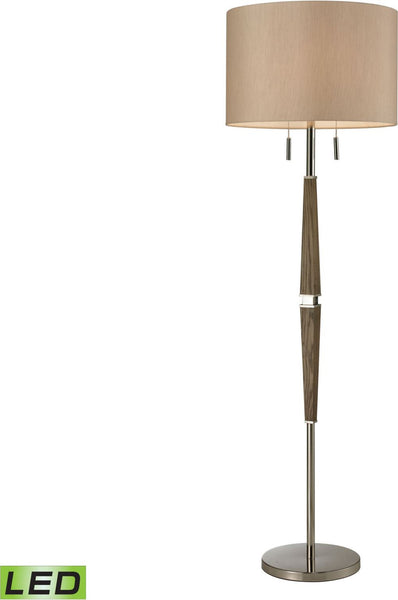Jorgensen Wood Led Floor Lamp In Polished Nickel