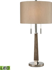 Jorgensen Wood Led Table Lamp In Polished Nickel