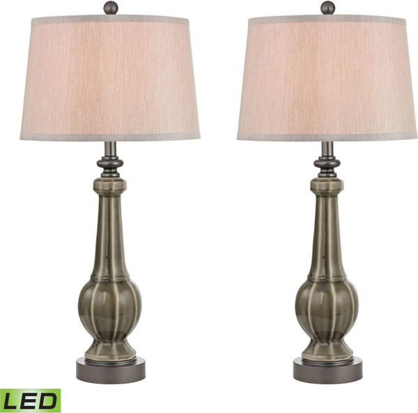 Sailsbury Led Table Lamps In Georgia Grey Glaze - (Set of 2)