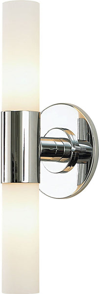 Double Cylinder 2 Light Vanity In Chrome and White Opal Glass